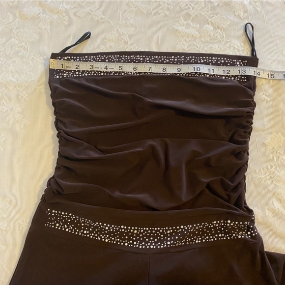 J&J FASHION Strapless Brown Crop Romper w/Silver Embellishments-M - Picture 4 of 7